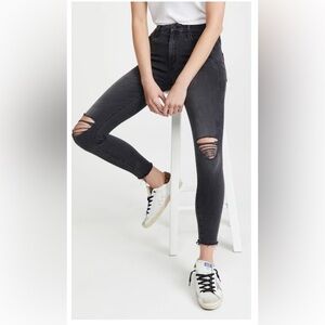 MOTHER Size 27 The Looker Ankle Fray - Faded Black